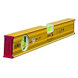 STABILA Magnet-Wasserwaage Type 80 ASM, 40 cm, verstärktes Alu-Profil, extrastarkes Seltenerd-Magnetsystem, 1 Horizontal-Libelle, 1 Vertikal-Libelle, integrierte Rutsch-Stopper, Made in Germany, Gelb
