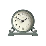 JONES CLOCKS® Saloon Tischuhr I Traditionelles DoppelIscrollIDesign I Grün I Zeitgenössischer klassischer Stil für Schreibtisch, Tisch, Regal oder Nachttisch