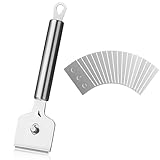 Ceranfeldschaber, 1 Stück Ceranfeld Kratzer mit 18 Ersatzklingen, Edelstahl Glasschaber für Zum Entfernen von Ölflecken und Klebespuren, Kochfeldschaber für Küche, HerdSchaber