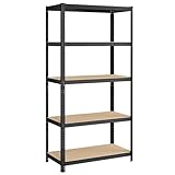 SONGMICS Schwerlastregal, Kellerregal, Lagerregal, 50 x 100 x 200 cm, Regal mit Stahlgestell, bis 600 kg belastbar, 5 verstellbare Ablagen, schwarz GLR050B01