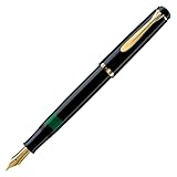 Pelikan Füllhalter Classic 200, Schwarz, Feder EF (extra-fein), hochwertiger Kolbenfüller im Geschenk-Etui, 822893