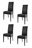 t m c s Tommychairs - 4er Set Moderne Stühle Luisa für Küche und Esszimmer, robuste Struktur aus lackiertem Buchenholz Farbe Schwarz, Gepolstert und mit schwarzem Kunstleder bezogen