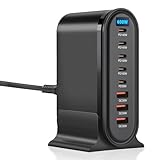 600W USB C Ladegerät Mehrfach mit 5 USB-C und 3 USB-A Charger, 8-Port GaN Schnellladegerät Kompatibel mit für Laptop MacBook iPad iPhone Samsung und mehr, Tragbarer Ladestation PD + QC Netzteil