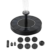 Zeroupshop 7V 1W Solar Springbrunnenpumpe, Solarbetriebene Wasserspiele mit 6 Düsen für Garten, Outdoor Schwimmende Solar Teichpumpe