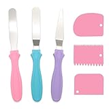 6 Stück Teigspachtel Set, Torten Zubehör,Winkelpalette Torte,Inklusive 3 Stück Edelstahl Tortenspachtel und 3 Stück Smoother,Teigschaber Kunststoff Set,für Küchen Backen Rand Dekorieren