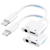2 Stück [Apple MFi-Zertifiziert] Lightning auf 3,5-mm-Kopfhöreranschluss Adapter für iPhone, 2-in-1 iPhone Kopfhörer Aux Audio + Ladekabel Splitter Adapter Dongle für iPhone 14 13 12 11 XS XR X 8 7