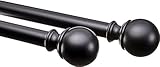 Amazon Basics Ausziehbare Gardinenstange mit runden Kappen-Endstücken, 91 bis 183 cm, Schwarz