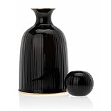 HowHomely Keramik Karaffe mit Deckel 1,2L | Schwarz Krug für Wasser Eistee Wein Kaffee Milch und Saft | Wasserkaraffe oder Weinkaraffe | Elegante Kanne mit Deckel (1200 ml)