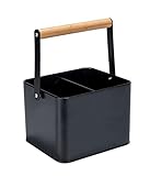 WENKO Utensilienkorb Mod. Baco, Tragekorb aus Metall mit flexiblem Holzgriff, ideal für den Transport von Saucen, Black Outdoor Kitchen