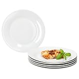 MamboCat Tommy 6er Set Speiseteller I Ø 24cm I weiße Porzellan-Essteller 6 Personen I große Teller für Hauptmahlzeiten, zum Grillen & Co. I Geschirr für Frühstück, Mittag, Kaffee & Abendbrot