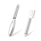 GOIYZTTR 2 Stück Fischentschupper Edelstahl Fischschuppen Entferner-Set Fisch Scaler Scraper mit Griff Für Schnellere und Einfachere Fischschuppen Hautentfernung