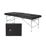 Generisch Professionelles Klappbett mit Kopfloch, Massagebett for Schönheitssalons, Therapieliege mit Zwei Abschnitten, for Tattoo-Behandlungen(Black,180x70x50-72cm)