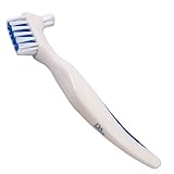 1 x weiße Prothesenbürste – leicht zu greifen, Kopf mit Doppelborsten