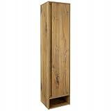 VBChome Hochschrank Badezimmer 38 cm 1 Türen Eiche Zinke – Hängeschrank mit Soft-Close-System und Glasregalen