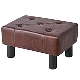YMYNY Kleine Fußbank, Kunstleder Fußbank Rechteckiger, Sitzhocker, Fußbank für Wohnzimmer, Pouf Couch Hocker, Ottoman Fußstütze für Eingang 40×30.5×22.5CM Braun HBD038Z