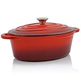 BBQ-Toro Gusseisen Cocotte | 4,3 Liter | rot, oval | Emaillierter Gusseisen Bräter mit Deckel | Gusstopf, induktionsgeeignet