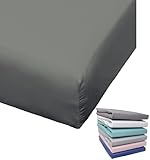 Bierbaum Biber Spannbettlaken Baumwolle 100x200 cm Weiß Grau Blau Rosa Türkis Silber Flieder Grün Taupe Rundgummi, Farbe:Graphit