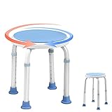 AUFUN Duschhocker Duschstuhl 36-51cm Höhenverstellbar und 360° Drehbar Badsitz Duschhilfe Anti-Rutsch Badsitz aus Alu und Kunststoff für Alter, Schwangere