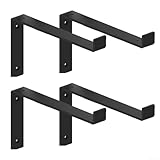 Robuste Regalhalterungen, 4 Stück, mit schwarzer, rostbeständiger Stahlkonstruktion für starke Unterstützung von Holzregalen in Küchen, Badezimmern, Wohnzimmern und mehr (300 mm)