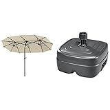 Schneider Sonnenschirm Salerno, natur, ca. 300 x 150 cm, rechteckig PE-Schirmständer, anthrazit, ca. 45 ltr.