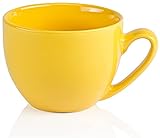 Jumbotasse große Tasse aus Porzellan 600 ml bunt XXL Jumbobecher Gelb Kaffeebecher Kaffeetasse Suppentasse
