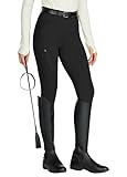 WILLIT Damen Reithose Reitleggings Vollbesatz Silikon Reithose High Waist Stretch Reithose mit Reißverschlusstasche Gürtelschlaufen Schwarz M