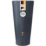 4rain Vaso Decor 2in1 Regenspeicher Regentonne 220 Liter Graphite Grey inkl. Pflanzschale - Regenfass, Regenwassersammler, Regenwassertonne, Wasserfass, Regenwassertank, Wasserbehälter, Wassertank