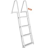 VEVOR Dockleiter, 4 abnehmbare Stufen, 159 kg Tragkraft, Bootsleiter aus Aluminiumlegierung mit 10 cm breiter Stufe und Rutschfester Gummimatte, für das Einsteigen in Schiffe/Seen/Schwimmbäder/Meere