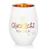Belillpipi Geschenke für Frauen, Windlicht aus Glas Teelichthalter mit Gravur Glückslicht Geschenke für Geburtstag Frauen Weihnachten