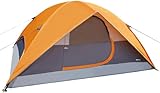 Amazon Basics Kuppelzelt für Camping mit Regenschutz und Tragetasche, wasserdichtes 3-Jahreszeiten-Zelt, einfach aufzubauen, 4 Personen, Orange/Grau