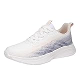Arbeitsstiefel, modisch, Frühling und Sommer, Damen-Sportschuhe, flache Unterseite, dicke Unterseite, leichte und bequeme Laufschuhe und lässige Sneaker, Rollschuhe für Damen, grau, 40 EU