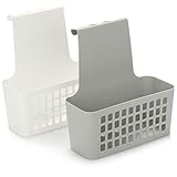 com-four® 2x Hängekorb, robuste Aufbewahrungsbox aus Kunststoff, Organizer für Küche, Bad und Kleiderschrank, stabiles & leichtes Einhängeregal für Türen (Hängekorb 2 Stück grau/weiß)