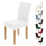 AngLink Stuhlhussen 4er Set Stretch, Elastischer Stuhlbezug Weiß, Stuhlhusse Stretch Abnehmbare Waschbar Stuhlbezug Langlebig Universal, für Esszimmer, Hotel, Bankett, Hochzeit, Partys Deko