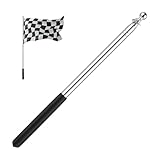 Fahnenstange Teleskopstab, Fahnenmast Teleskop 27cm-160cm, Schwarz Edelstahl Multifunktional Fahnenstange Tour Guide Handheld Fahnenstange Teaching Conference Guiding Wand, Leichtgewichtig & Tragbar