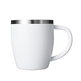HEECN® Camping Becher - Edelstahl Tasse - Thermotasse - Kaffeebecher - Doppelwandige Isolierbecher BPA-frei 290ml HESS-016 (Weiß)