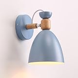 Moderne nordische Wandleuchte, Beleuchtungskörper, Nachttisch-Wandleuchte, kreative Macaron-Wandleuchter, zeitgenössische verkabelte Wandleuchte aus Holz (Farbe: Blauw) charitable