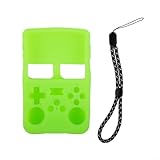 Schutzhülle aus Silikon für R36S Handheld-Spielkonsole, stoßfestes Design mit waschbarem Material und praktischer Schlüsselband-Befestigung (Nachtlicht grün)