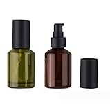 2 Stück 60 ml Glas-Reiseflaschen, auslaufsicher, flüssige Foundation-Flasche, Lotionspender, Seifenspender, Kosmetikbehälter, Glas mit schwarzer Pumpe (Weinrot und Grün)