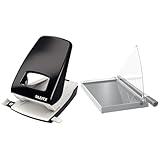 Leitz Set Starker Büro Locher + Precision Office Hebelschneider A3, Großer Locher für 40 Blatt, Papierschneidemaschine mit 457 mm Schnittlänge für bis zu 15 Blatt, 51380095 + 90220000