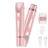 Silky Glow 2 in 1 Electric Lady Shaver, 2025 New Women Bikini Trimmer, Waterproof Wet & Dry Use Electric Trimmer, Dual Head Body Shaver for Underarm, Leg, Arm, Body, Face (Pink)