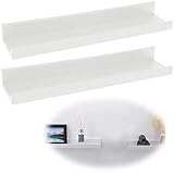 LS-LebenStil Holz Wandregal Wandboard Eksjö 2-Fach Weiß 45cm Deko Regal Freischwebend Küchenregal Bücherregal Wandboard Ablageboard Gewürzregal Dekoregal Schweberegal Deko