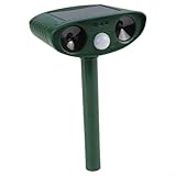 Solar Tiervertreiber Outdoor mit PIR Bewegungsmelder, 110° Erkennung, IP44 Wasserdicht, Humane Schädlingsvertreiber für Katzen Eichhörnchen Waschbären, Angetrieben von Solar & Batterie,