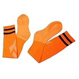 Fußballsocken mit atmungsaktivem Netz, verstärkter Knöchelstütze und verdicktem Handtuchboden für Stoßdämpfung (M orange und schwarz)