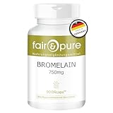 Fair & Pure Bromelain hochdosiert 750mg, 1800 F.I.P, 90 Kapseln, magensaftresistente DRcaps, Nahrungsergänzungsmittel vegan ohne Magnesiumstearat, in Deutschland hergestellt