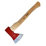 sopomarkt24 Handbeil Beil Eschenstiel Holzbeil Axtschneide Forstbeil Handwerkzeug Gartenartikel für präzise Arbeit mit Holz polierte Schneide mit Holzgriff 800g Rot