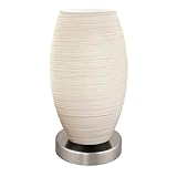 EGLO Tischlampe Batista 3, 1 flammige Tischleuchte, Nachttischlampe aus Stahl in Silber, Glas in Weiß mit Wischtechnik, E27 Fassung, inkl. Schalter