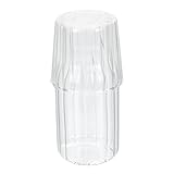 ELAYARD Glaskaraffe Satz Großer Transparenter Wasserkrug aus Hitzebeständigem Borosilikatglas mit Deckel Rutschfeste Haushaltswasserkaraffe für Fruchtsäfte und Eistee Am Nachttisch