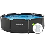 VirtuFit Rundes Frame Pool - Rahmen Pool - 244 cm - Einfach aufzubauen - Inklusive Filterpumpe und Kartusche - Schnelle Installation