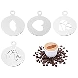 WKRTDY Edelstahl-Cappuccino-Schablonen-Set: süße Kaffee-Dekoration für Barista, Kuchen & Co, 4 Stück Kunstvorlagen & Girlanden, perfektes Werkzeug für die Kaffeezubereitung,