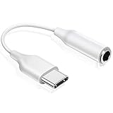 USB C auf 3,5 mm Klinke Adapter, USB C Kopfhörer Adapter, USB Typ C auf Aux Audio Adapter Kompatibel mit Samsung Galaxy S23 S22 S21 S20 Note20 A73 A53 A33, Google Pixel und Mehr, Weiß